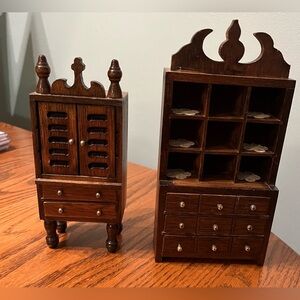 Vintage Hutch and Dresser Dollhouse Miniatures